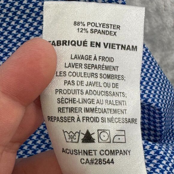 FootJoy Polo Mens L Blue White Houndstooth Check Short Sleeve Stretch Golf - Picture 5 of 10